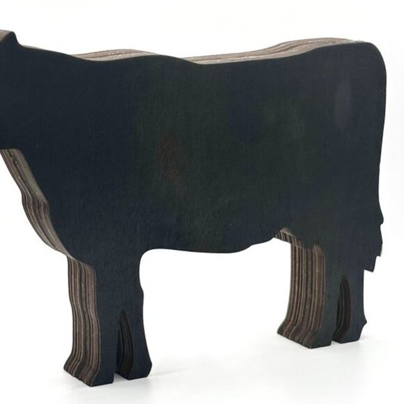 Country Farmhouse Decor Cow Farm Wood Wooden 3D Diorama Sculpture Figure New - Picture 7 of 7